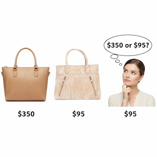 Cork to leather bag comparison values