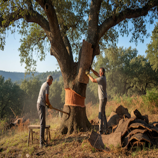 Harvesting of Cork Bark
