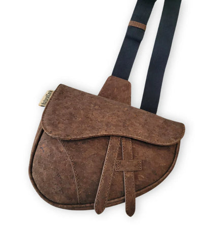 Brown cork saddle bag with straps 