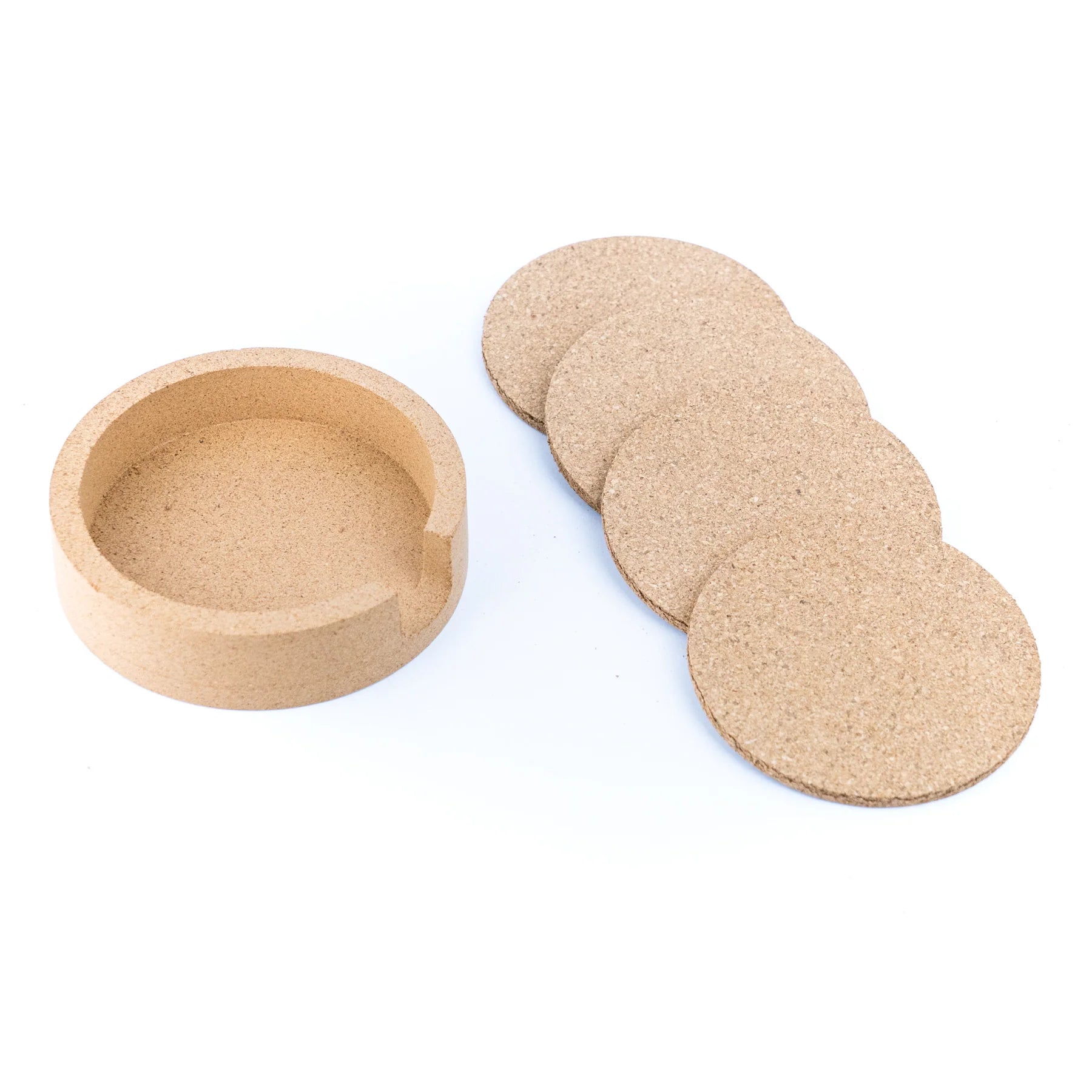 natural cork coaster set with tray