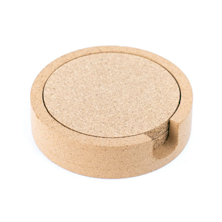 natural cork coaster set with tray