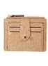 Natural mini cork wallet has 9 card slots and 1 ID section with zipper pocket in the middle for your cash and coins. 