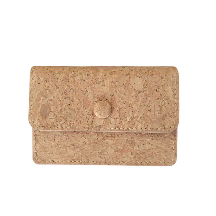 Natural cork, accordion-style wallet with spacious interior that has 9 card pockets. 