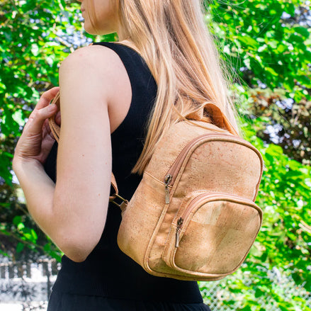 Natural cork vegan mini backpack