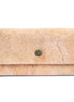Front view of natural cork bifold women's wallet with snap button closure