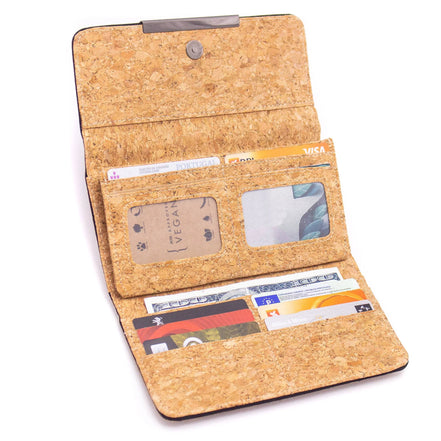 Eco-friendly cork wallet with card slots and zipper coin pocket