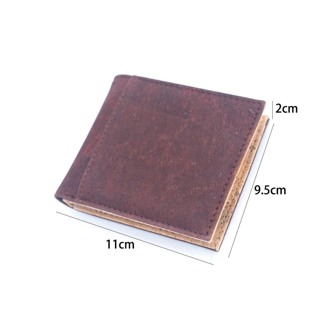 Cork wallet with dimensions in centimeters
