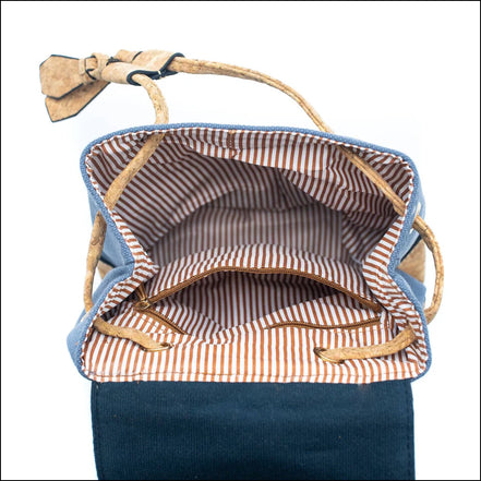 interior view azure cotton lined mini backpack