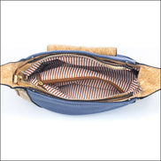 Striped material interior view cork hand bag