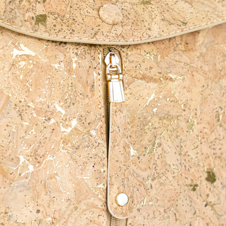 Detail shot of cork material with gold shimmer