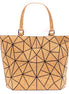 Front view of Cross-Road Geometric Cork Handbag for Women ‚Äì natural cork tote with black triangle pattern and modern eco-chic design‚Äù