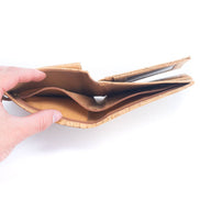 Interior view Eco-friendly cork wallet with 8 card slots, ID window, coin pocket, and slim bifold design.