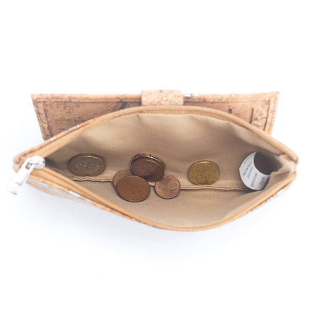 Zipper compartment cork slim wallet