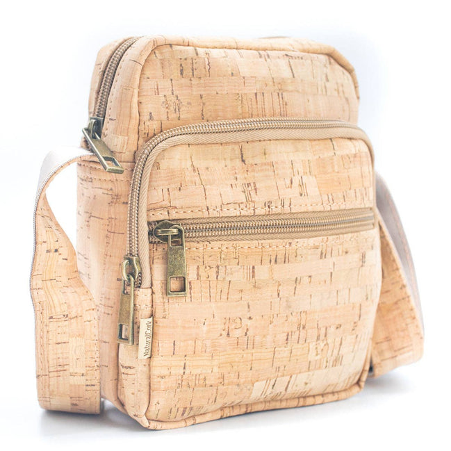 Men‚Äôs natural cork messenger bag front view