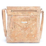 Gold flakes Eco-friendly cork purse with adjustable strap and front pocket