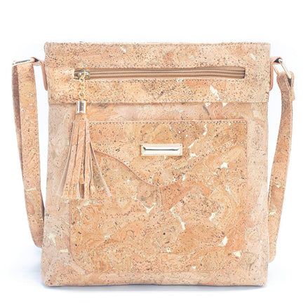 Gold flakes Eco-friendly cork purse with adjustable strap and front pocket