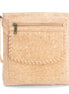 Braided front flap detail on natural cork handbag