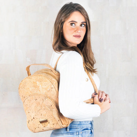 Natural cork golden flakes ladies backpack