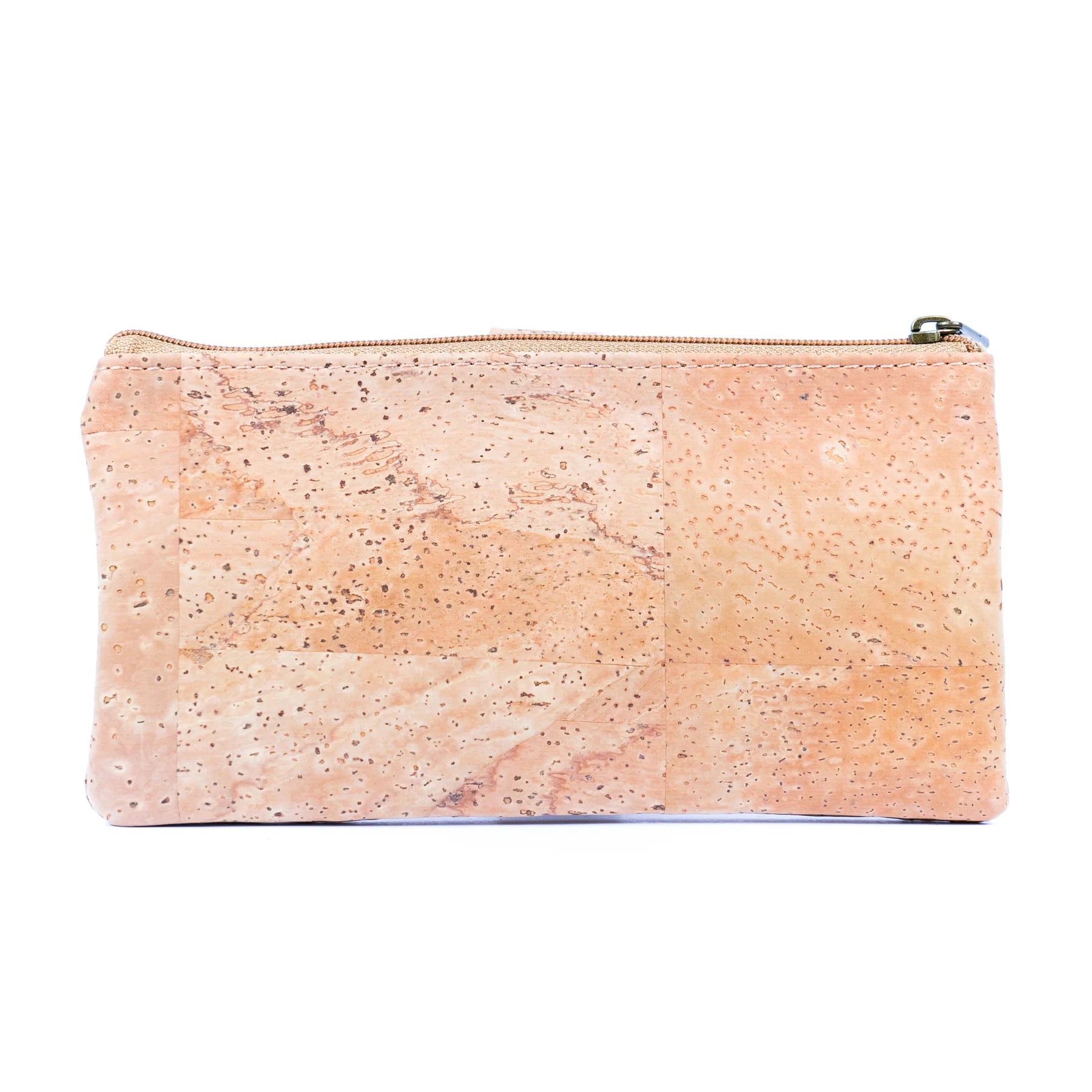 Vegan sustainable cork wallet with zipper and snap closure