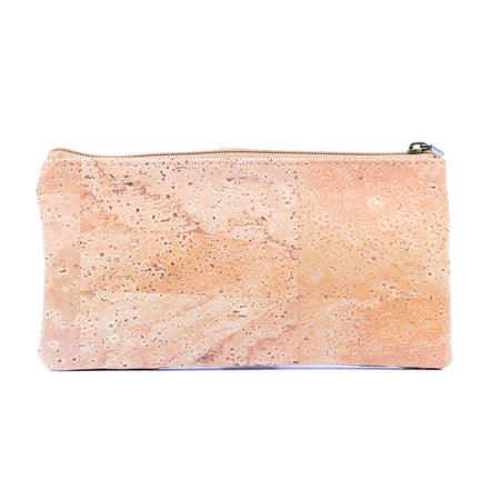 Vegan sustainable cork wallet with zipper and snap closure
