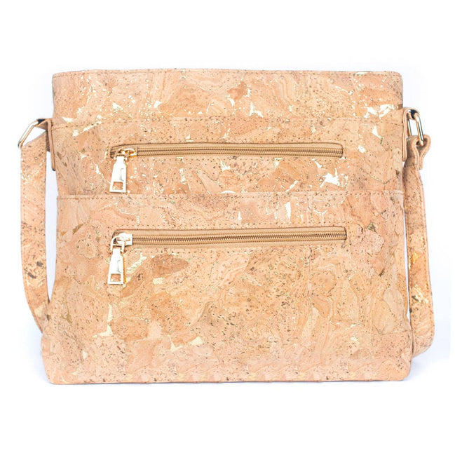Cork with gold flakes cork crossbody bag front view