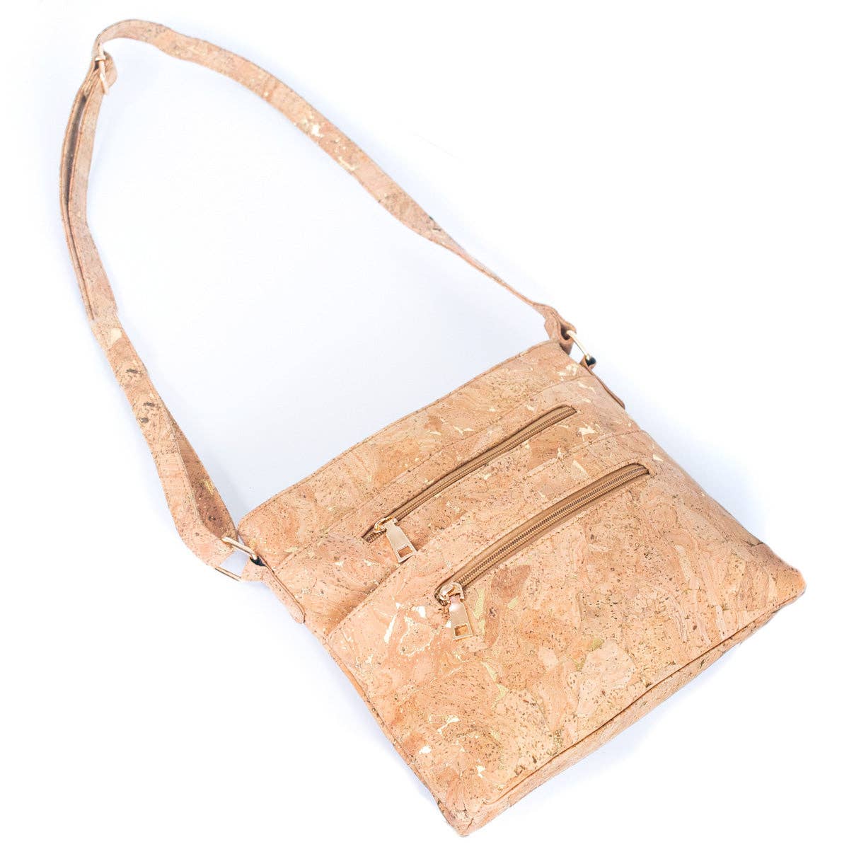 Cork with gold flakes cork crossbody bag 