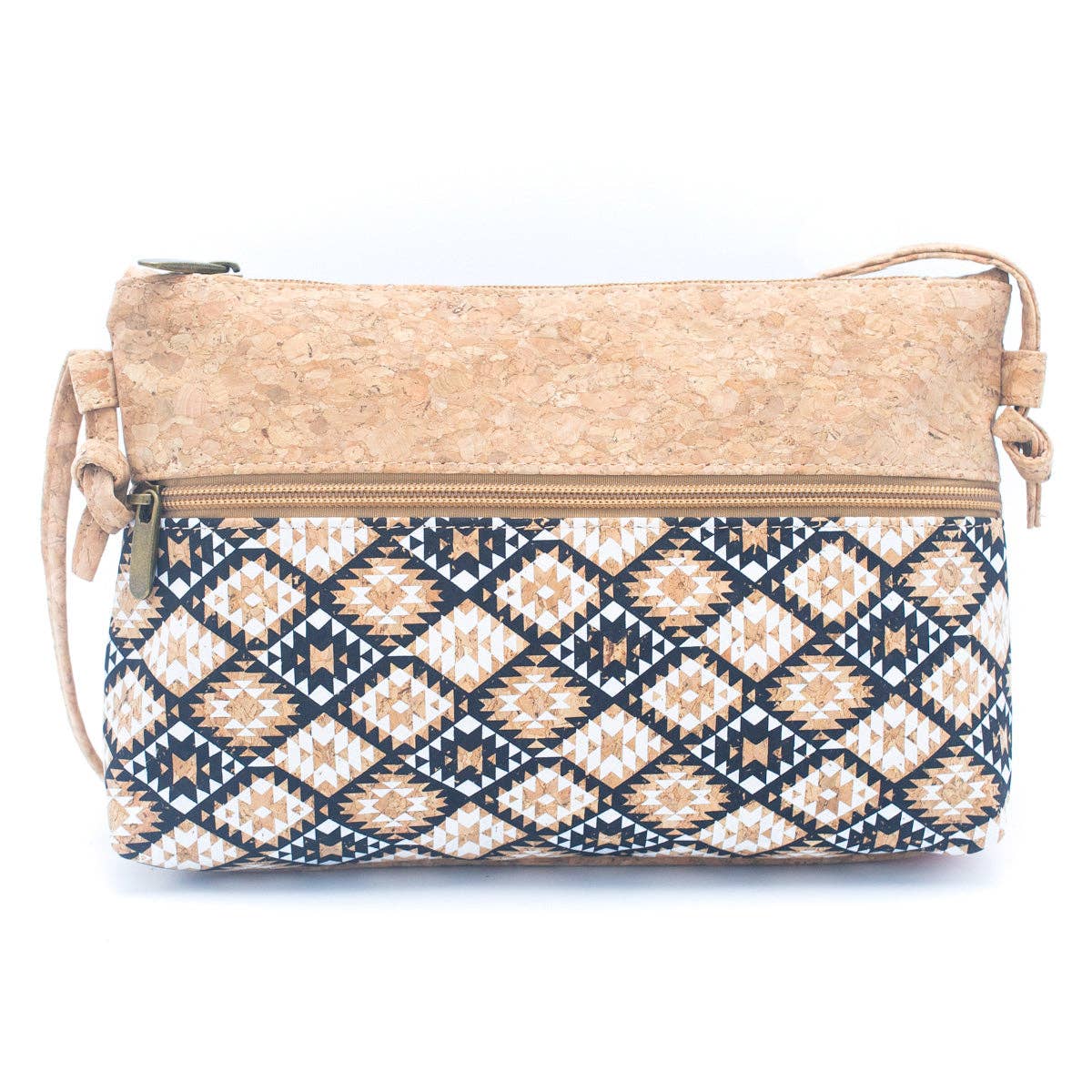 Cork handbag with geometric pattern 
