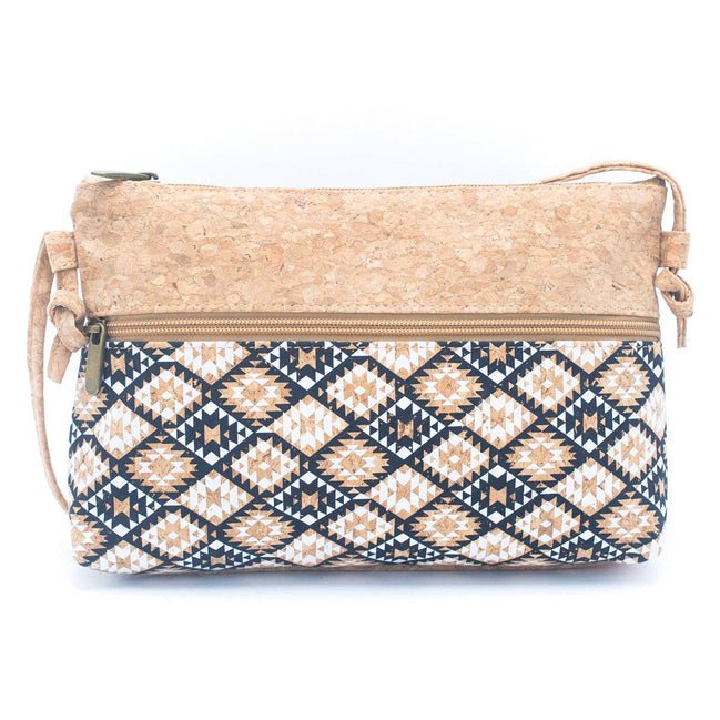 Cork handbag with geometric pattern 