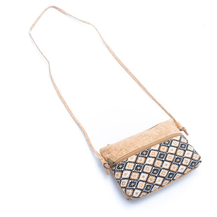 Cork handbag with geometric pattern 