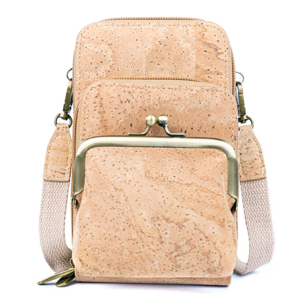 Eco-friendly natural cork phone bag with coin purse and card slots