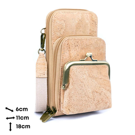 Women‚Äôs vegan cork crossbody phone wallet purse lightweight and water resistant