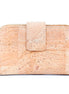Medium natural cork wallet front view with snap closure
