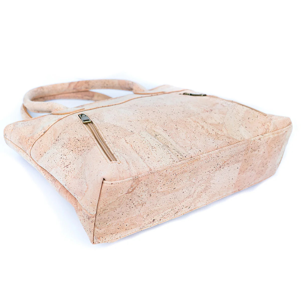 Bottom view of luxurious cork handbag