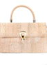 Natural cork top-handle handbag with gold clasp front view