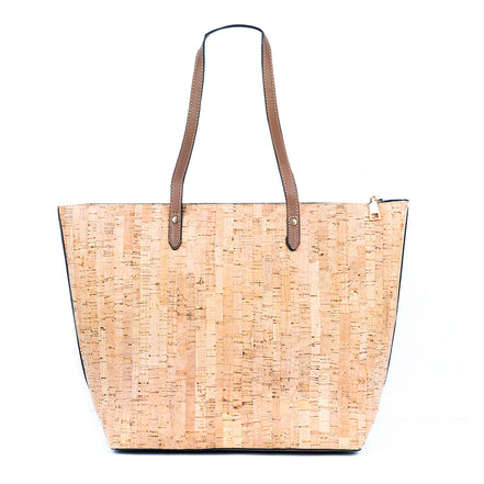 Back view floral printed cork tote bag