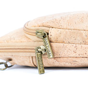 natural cork phone bag close-up zippers