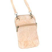 eco friendly cork phone crossbody bag with zipper