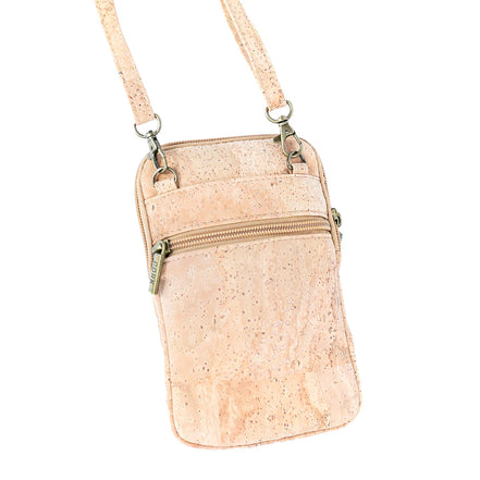 eco friendly cork phone crossbody bag with zipper