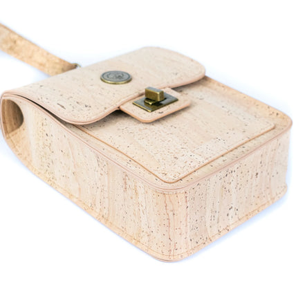 Natural cork phone bag bottom view showing structure