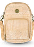Natural cork crossbody bag front view with front zip pocket