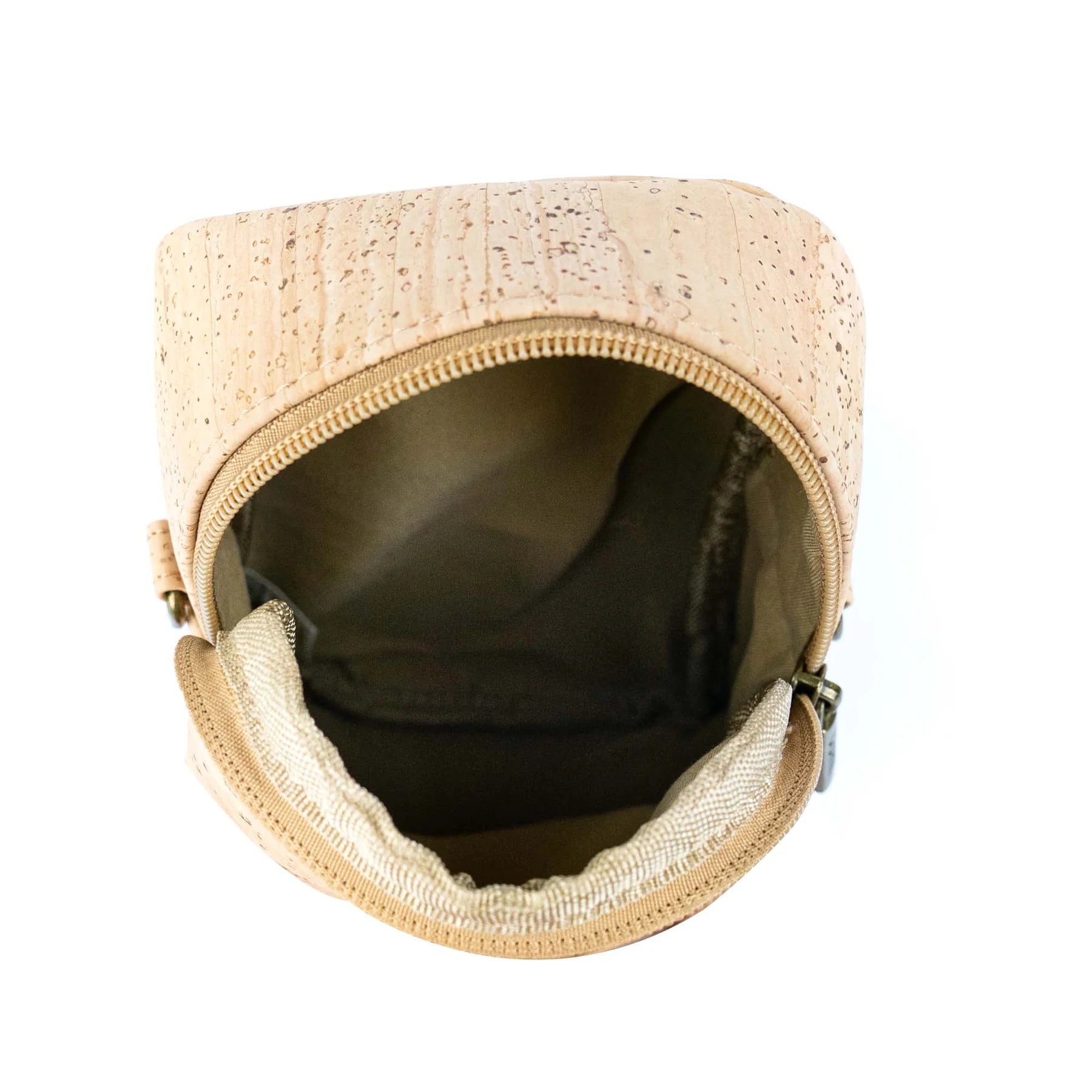 Interior view spacious cork crossbody bag
