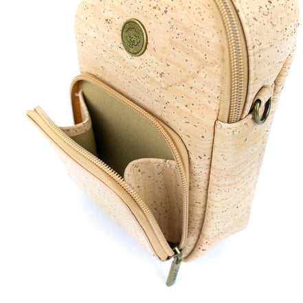 Front pocket interior divider cork crossbody