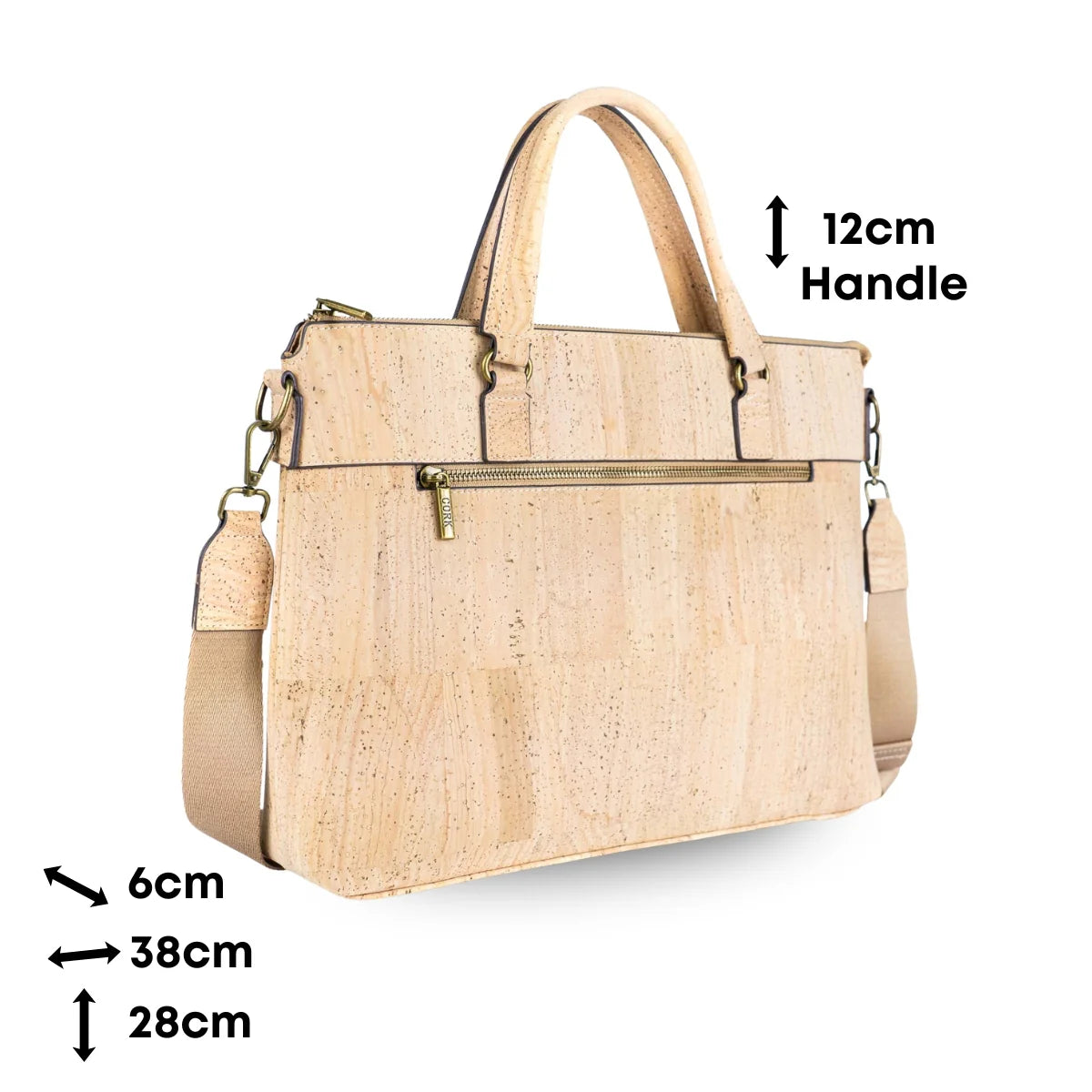 cork laptop bag with detachable shoulder strap