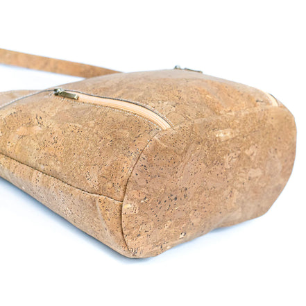 Bottom view of natural cork crossbody bag