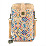 Printed cork phone wallet crossbody bag