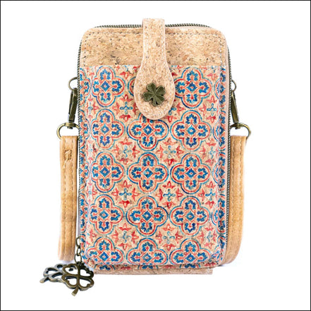 Printed cork phone wallet crossbody bag