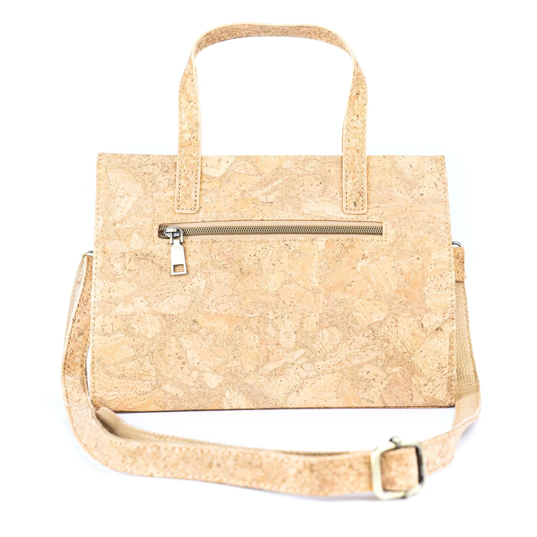 Back view  cork hand or crossbody bag dual handles