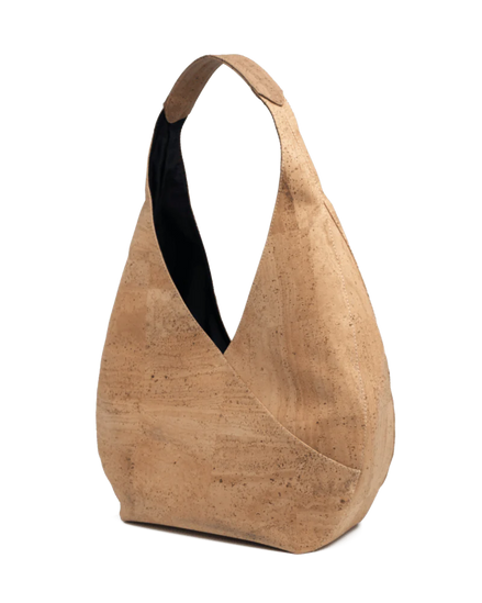 Minimalist beige cork tote bag front view with soft natural texture