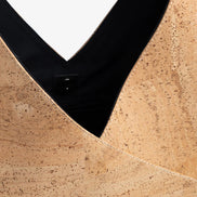 Minimalist beige cork tote bag front view with soft natural texture