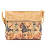 Cork bag with floral pattern on a beige background